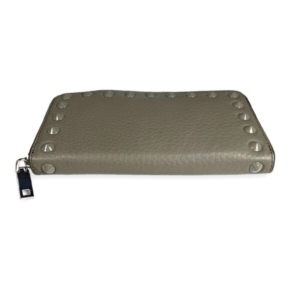 New J.Crew Continental Zip Around Wallet Grey Leather Studded Large 8 Card Slots - Picture 9 of 10